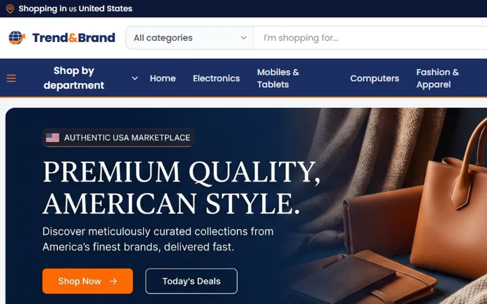 Trend&Brand Marketplace United States storefront showing categories and a featured collection
